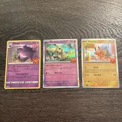 Pokemon Pumpkin Stamped Gengar Mimikyu Pikachu Holo Lot of 3 NM Trick Or Trade - Image 1