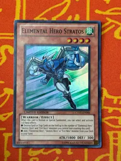YUGIOH ELEMENTAL HERO STRATOS SUPER RARE LIGHT PLAY CT07-EN006 - Image 1