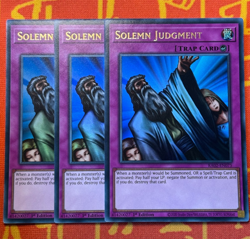 YUGIOH SOLEMN JUDGMENT ULTRA RARE NM RA02-EN075 x3 PLAYSET - Image 1