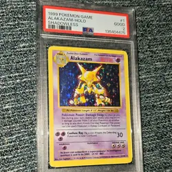 Pokemon 1999 Alakazam Base Set Shadowless 1/102 Holo Rare PSA 2 English TCG Card - Image 3