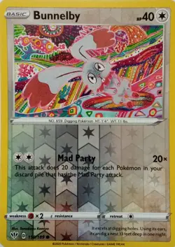 150/189 BUNNELBY REVERSE HOLO DARKNESS ABLAZE POKEMON CARD - Image 1