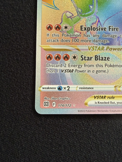 Charizard VSTAR Rainbow Secret Rare 174/172 Brilliant Stars Pokemon Card NM - Image 5