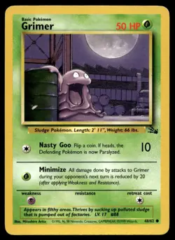 Grimer 48/62 Pokemon Card Fossil Common 50 HP Lightly Played BB - Image 1