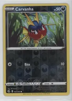 Carvanha Reverse Foil Pokemon Sword & Shield Fusion Strike #162 - Image 1