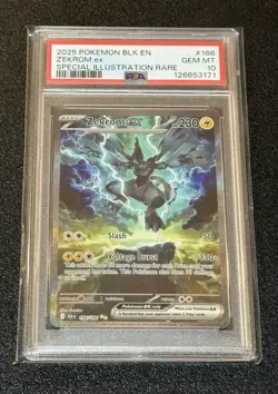 PSA 10 GEM 2025 ZEKROM ex SIR Pokemon ZEKROM Blk Special Illustration Rare #166 - Image 1