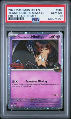 2025 POKEMON DRI EN-DESTINED RIVALS #087 TEAM ROCKET'S MIMIKYU PSA 10 - Image 1