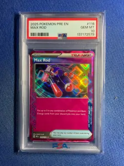 2025 POKEMON PRE EN Max Rod #116/131 Prismatic Evolutions Pokemon PSA 10 - Image 1