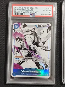 2025 One Piece ST22 English Edward Newgate #003 Black & White Alt Art PSA 10 - Image 1