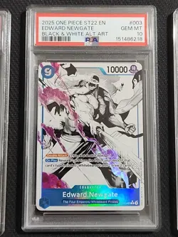 2025 One Piece ST22 English Edward Newgate #003 Black & White Alt Art PSA 10 - Image 2