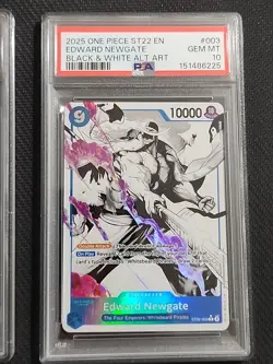 2025 One Piece ST22 English Edward Newgate #003 Black & White Alt Art PSA 10 - Image 3