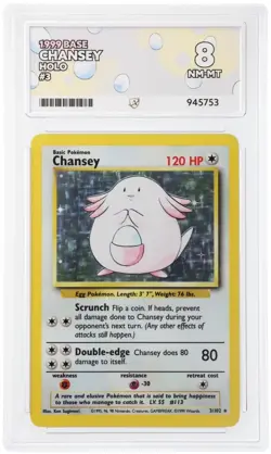 ACE 8 Chansey 3/102 Base Set Rare Holo Pokemon Card WOTC 1999 - Mint - Image 1