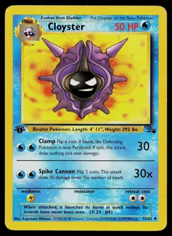 Pokemon Fossil 32/62 Cloyster Pokemon Card 1st Edition - Image 1