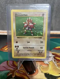 1999 Pokemon TCG Hitmonchan Shadowless Base Set Holo Rare Card 7/102 - Image 1