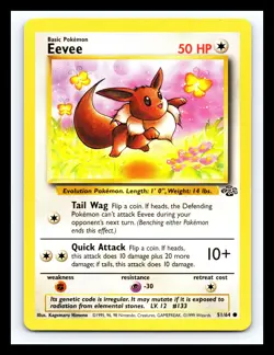 💥 Eevee 51/64 Jungle Set Non Holo Foil Pokemon 1999 Vintage Card - Image 1
