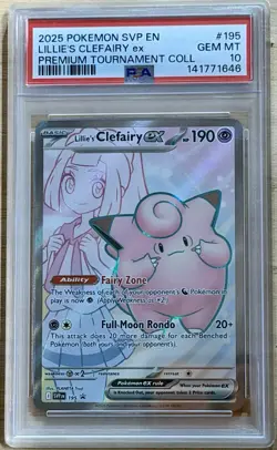 2025 Pokemon SVP EN Premium Tournament Coll #195 Lillie's Clefairy Ex PSA 10 - Image 1