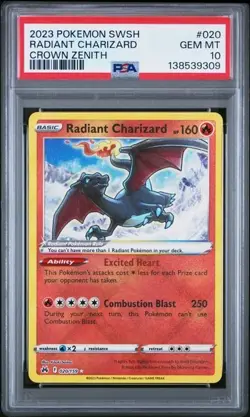 PSA 10 Radiant Charizard #20 Pokemon Crown Zenith - Image 1