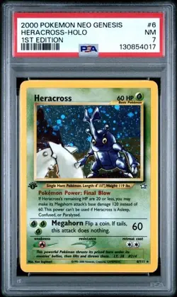 Pokemon TCG Heracross Neo Genesis 2000 6 Holo 1st Edition Holo Rare PSA 7 NM - Image 1