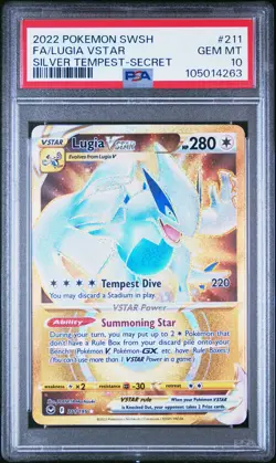 2022 POKEMON SWORD & SHIELD SILVER TEMPEST SECRET FULL ART/LUGIA VSTAR PSA 10 - Image 1