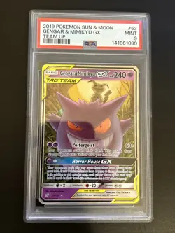 Gengar & Mimikyu GX 53/181 Sm-Team Up TAG TEAM Ultra Rare Holo PSA 9 Pokemon TCG - Image 1