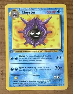 Pokemon TCG Cloyster #32/62 Non Holo 1st Edition Vintage 1999 - Image 1
