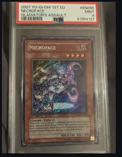 Yu-Gi-Oh Necroface 1st Edition Secret Rare Card GLAS-EN090 PSA 9 - Image 1
