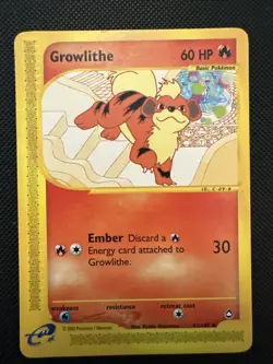 1x Growlithe 51/147 Aquapolis Pokemon Card - Image 1