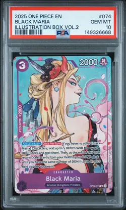 2025 ONE PIECE PROMOS ILLUSTRATION BOX VOL.2 #074 BLACK MARIA PSA 10 - Image 1