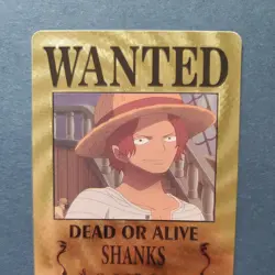 One Piece Wanted Poster Gold Fan Art Card Collectible - Shanks - - Image 2