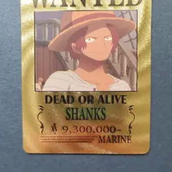 One Piece Wanted Poster Gold Fan Art Card Collectible - Shanks - - Image 3