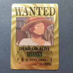One Piece Wanted Poster Gold Fan Art Card Collectible - Shanks - - Image 4