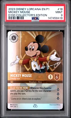 2023 DISNEY LORCANA EN P1-PROMO #18 MICKEY MOUSE - FRIENDLY FACE PSA 9 - Image 1