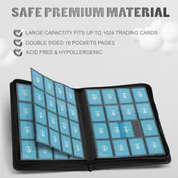 16-Pocket Trading Card Zipper Binder | Durable PU Leather Album for 1000+ Cards - Image 5