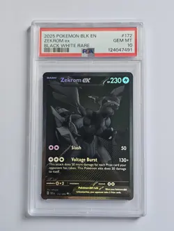 Pokemon Zekrom EX TCG Card 172/086 Black Bolt English Edition PSA 10 - Image 1