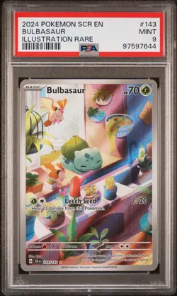 2024 Pokemon SCR EN-Stellar Crown Illustration Rare #143 Bulbasaur PSA 9 - Image 1