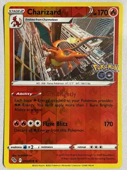 Charizard 010/078 Holo Rare Pokemon GO Pokemon Reverse Holo Lightly Played - Image 1