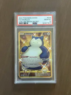 2021 POKEMON SWORD & SHIELD CHILLING REIGN SECRET #224 FULL ART/SNORLAX PSA 10 - Image 1