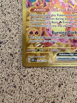 Pokemon Charizard ex 228/197 Obsidian Flames Hyper Rare Full Art Gold - Image 3