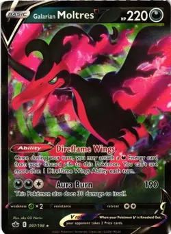 GALARIAN MOLTRES V 097/198 HOLO V RARE CHILLING REIGN POKEMON NM - Image 1