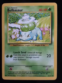 Pokemon Bulbasaur Base Set 44/102 Vintage 1999 WOTC LP - Image 1