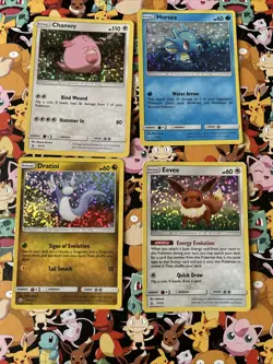 Pokemon 2018 McDonald’s Holo Chansey Horsea Eevee Dratini LP TCG Bundle Set Card - Image 1