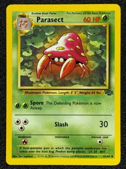 Parasect 41/64 Base Set Series Jungle UNCOMMON Stage 1 POKEMON CARD 1999 - NM - Image 1