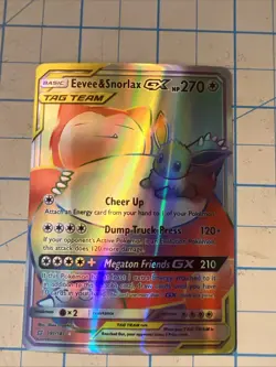 Custom Eevee&snorlax Gx Fun Fan Art (Custom Made Card) Pokemon Card 191/181 - Image 1