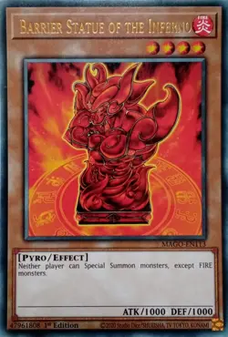 MAGO-EN113 BARRIER STATUE OF THE INFERNO RARE 1ST EDITION YuGiOh CARD - Image 1