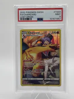 2022 Pokemon Lost Origin Charizard #TG03 Full Art Holo PSA 9 Graded TCG Card - Image 1