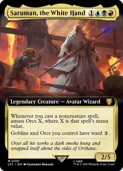 Saruman, the White Hand - Foil - Extended Art Magic mtg Moderate Play, English C - Image 1