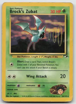 Pokemon Card Brock's Zubat (24) Rare Gym Heroes 024/132 - Image 1
