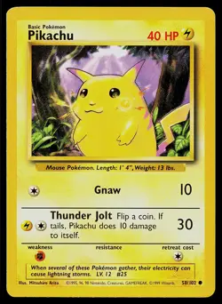 Pokemon Card Base Set Unlimited Pikachu 58/102 Common - Image 1