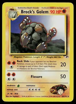 Pokemon Card Gym Heroes Brock's Golem 20/132 Unlimited Rare - Image 1