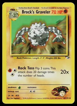 Pokemon Card Gym Heroes Brock's Graveler 40/132 Unlimited Uncommon - Image 1