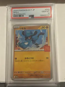 2025 Pokemon Japanese M-P Promo McDonald's RIOLU #022 PSA 10 GEM MT - Image 1